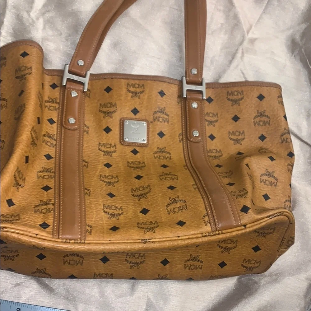 MCM Brown Monogrammed Leather Tote EUC Authentic